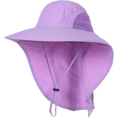 Women Wide Brim Sun Hat with Neck Flap for Travel Camping Hiking Boating Fishing,model:Purple