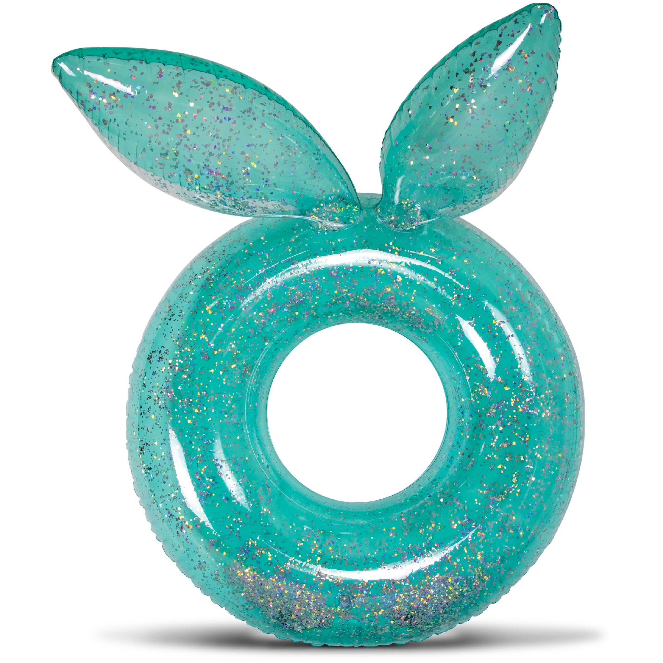 POZA Inflatable Bunny Pool Float Tube with Sparkle Silver Confetti - 36 Inch