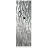 Helena Martin 'Silver Waves Desk Clock' 6in x 18in x 6in Modern Table Clock on Natural Aluminum