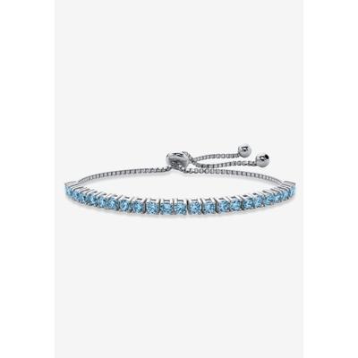 Women's Silver Tone Bolo Bracelet (4mm), Simulated Birthstone 9.25" Adjustable by PalmBeach Jewelry in March