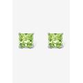 Women's Sterling Silver Stud Princess Cut Simulated Birthstone Stud Earrings by PalmBeach Jewelry in August