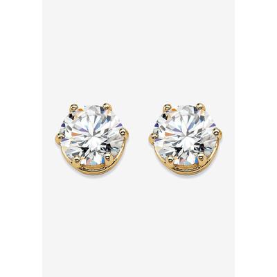 Women's Cubic Zirconia Stud Earrings in Gold over Sterling Silver by PalmBeach Jewelry in Gold