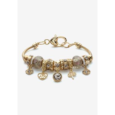 Women's Goldtone Antiqued Birthstone Bracelet (13mm), Round Crystal 8 inch Adjustable by PalmBeach Jewelry in April