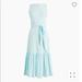 J. Crew Dresses | J. Crew Knit Tie-Waist Midi Dress In Soft Aqua White | Color: Blue/White | Size: M