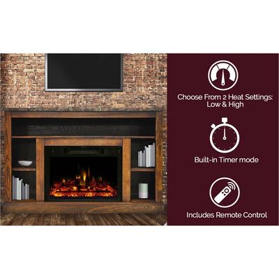 Seville Electric Fireplace Heater with 47-In. Walnut TV Stand, Enhanced Log Display, Multi-Color Flames, and Remote Control - Cambridge CAM5021-1WALLG3