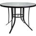 Lavallette 5-PC. Counter-Height Dining Set in Silver Linings w/ 4 Swivel Chairs, 52-In. Round Glass-Top Table, Umbrella, Base - Hanover LAVDN5PCBR-SLV-SU