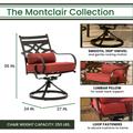 Montclair 11-Piece Dining Set in Chili Red with 10 Swivel Rockers, 60-In. x 84-In. Table, 11-Ft. Umbrella and Umbrella Stand - Hanover MCLRDN11PCSW10-SU-C