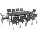 "Cameron 11-Piece Expandable Dining Set with 10 Sling Dining Chairs and a 40"" x 94"" Table - Hanover CAMDN11PC-GRY"