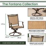 Fontana 9-Piece Outdoor Dining Set with 8 Sling Swivel Rockers and a 60-In. Square Cast-Top Table - Hanover FNTDN9PCSWSQC