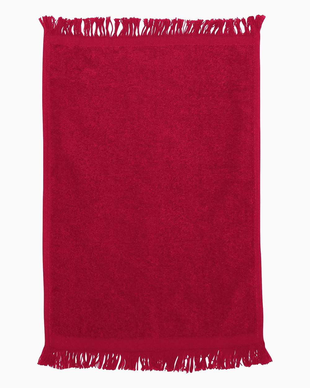 Q-Tees T100 Fringed Fingertip Towel in Red | Cotton