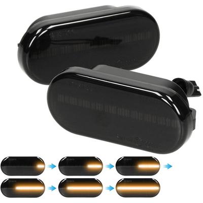 2 Stück Dynamische LED Seitenblinker Smoke - 12 V - Schwarz - mit E9 Prüfzeichen - Plug & Play