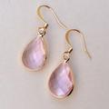 Anthropologie Jewelry | New Rose Hydro Quartz Gold Plated Bezel Earrings | Color: Gold/Pink | Size: Os