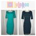 Lularoe Dresses | Lularoe “Julia” Turquoise/Black Stripe/Solid Midi Bodycon Dress Bundle Small | Color: Blue/Green | Size: S