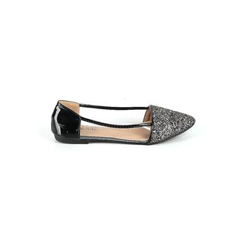 Mila Lady Flats: Silver Solid Shoes - Size 6 1/2