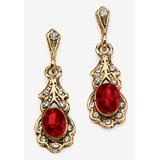 Women's Gold Tone Antiqued Oval Cut Simulated Birthstone Vintage Style Drop Earrings by PalmBeach Jewelry in January