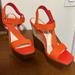 Jessica Simpson Shoes | Jessica Simpson Orange Wedge Sandals Never Worn | Color: Brown/Orange | Size: 8.5