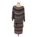 Max Studio Casual Dress - Sweater Dress: Black Chevron Dresses - Women's Size X-Small