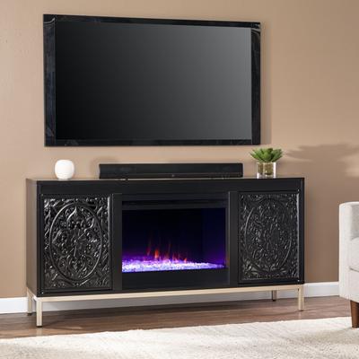 Winsterly Color Change Fireplace Console W Storage by SEI Furniture in Black