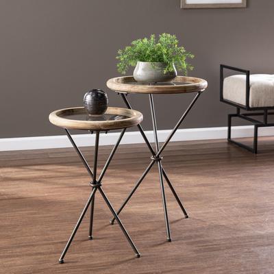 Crellon Glass-Top Accent Tables 2Pc Set by SEI Furniture in Natural