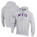 Men's Champion Gray NYU Violets Reverse Weave Pullover Hoodie