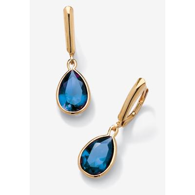 Women's Gold over Sterling Silver Drop EarringsPear Cut Simulated Birthstones by PalmBeach Jewelry in September