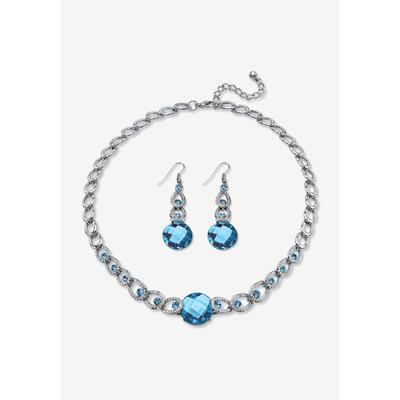 Women's Silver Tone Collar Necklace and Earring Set, Simulated Birthstone by PalmBeach Jewelry in March