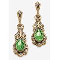 Women's Gold Tone Antiqued Oval Cut Simulated Birthstone Vintage Style Drop Earrings by PalmBeach Jewelry in August