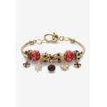 Women's Goldtone Antiqued Birthstone Bracelet (13mm), Round Crystal 8 inch Adjustable by PalmBeach Jewelry in January