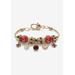 Women's Goldtone Antiqued Birthstone Bracelet (13mm), Round Crystal 8 inch Adjustable by PalmBeach Jewelry in January