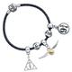 Harry Potter - Armband en Cuir + 3 Charms + 2 Perlen - Plaqué Argent