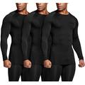 TSLA Men's Cool Dry Fit Long Sleeve Compression Shirts, Athletic Workout Shirt, Sports Base Layer T-Shirt, Core 3pack Shirts A Black/Black/Black, M