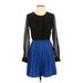 Jessica Simpson Casual Dress - Mini Crew Neck Long sleeves: Black Solid Dresses - Used - Women's Size 3