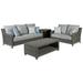 Signature Design by Ashley Park Outdoor Sofa & Loveseat w/ Coffee Table & 2 End Tables Synthetic Wicker/All - Weather Wicker/Wicker/Rattan | Wayfair