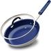 NutriChef 8" Small Fry Pan w/ Lid - Non-Stick Pan w/ Silicone Handle, Ceramic Coating Inside Non Stick/Ceramic in Blue/Gray | Wayfair NCFRLD10