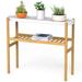 Arlmont & Co. Jaeline Rectangular Etagere Bamboo Plant Stand Wood/Solid Wood in Brown/White | 27.55 H x 33.07 W x 11.02 D in | Wayfair
