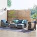 Lark Manor™ Amerissa Rattan Sectional Seating Group w/ Cushions in Gray/Blue | 28.74 H x 76.77 W x 30.12 D in | Outdoor Furniture | Wayfair