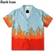 Polo Flamme Icône Sombre pour Homme Tissu Fin Chemises Hawaïennes Vintage Vacances Plage Été