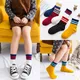 Chaussettes en coton pour enfants 5 paires/lot chaussettes rayées colorées chaudes et épaisses