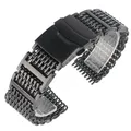 Bracelet de montre en maille requin exceptionnel bracelet de montre noir bracelet de montre de