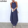 VONDA-Robe longue à rayures asymétriques pour femmes robe d'été décontractée robe caftan à ourlet