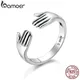 Bamoer-Bague double couche en argent regardé 925 pour femme Give Me A HDPRing amour à la main