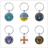 Porte-clés avec Logo d'ukraine 25mm Cabochon en verre Badge ukrainien pendentif porte-clés