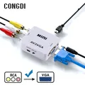 Convertisseur vidéo AV RCA CVBS vers VGA adaptateur VGA vers AV RCA avec câble audio 3.5mm pour