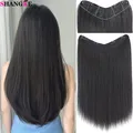 SHANGKE-Extension de Cheveux Synthétiques Longs et Lisses à réinitialisation Faux Cheveux Ondulés