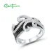 SANTUZZA – bague en argent Sterling 925 pour femme bijou fin scintillant noir spinelle blanc