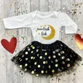 Robe Tutu pour Bébé Fille Barboteuse Personnalisée Motif Étoiles et Lune Cadeau de Princesse pour