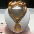 Ensemble de bijoux de mariée arabe dubaï pour femmes couleur or collier boucles d'oreilles