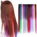 Leeons-Extension de Cheveux Synthétiques Colorés Arc-en-ciel Postiche à Clips Mèches Lisses