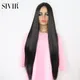 Sivir-Perruque Synthétique Longue et Lisse pour Femme Couleur Noire Raie au Milieu Cheveux en