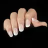 Faux-Ongles Ronds à Paillettes N64.French N64.Short Length Ombre French Tips Pattern White